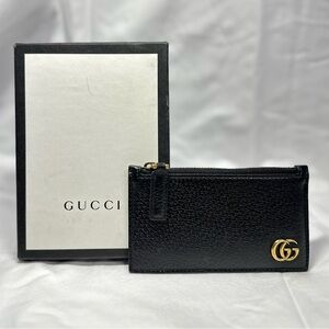GUCCI Zip Card Case in Black Leather